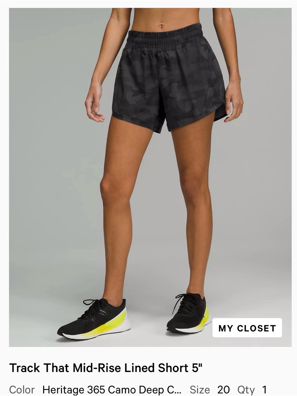 lululemon Heritage 365 Camo Mid-Rise Lined Shorts - Deep Camo Black